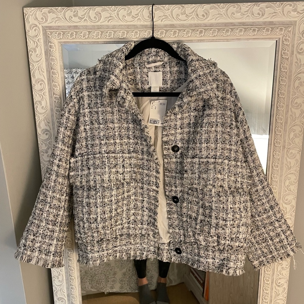 H&M Raw Hem Plaid Jacket